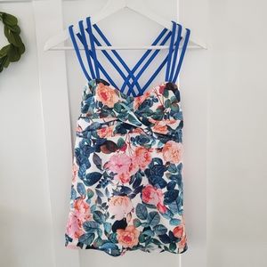 Lime Ricki triple strap rose swim tank